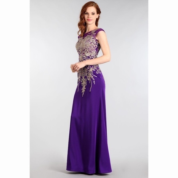 1572 Pink or Purple or Red Gold Lace Dress - Picture 4 of 14